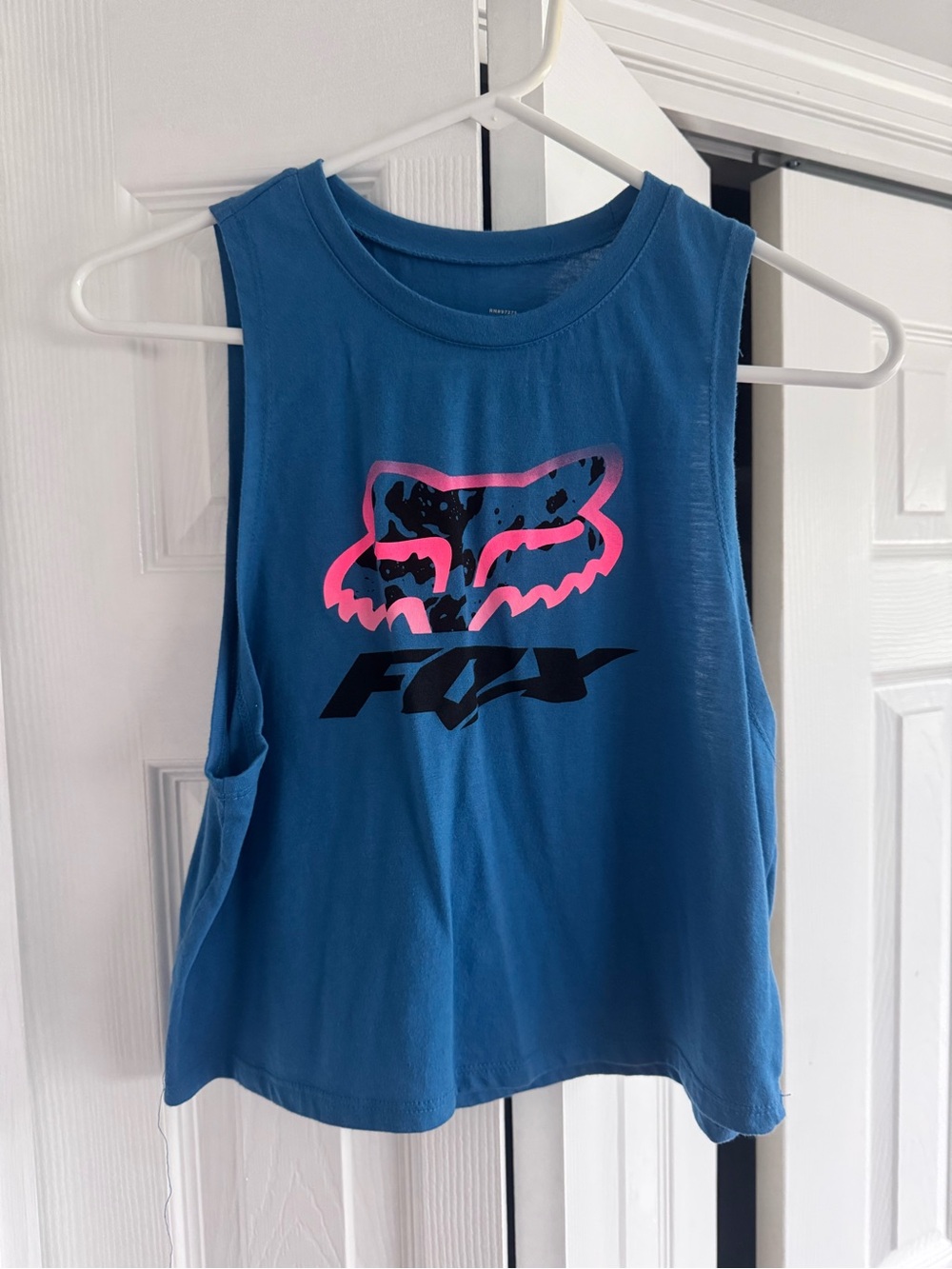 Fox Blue Tank Top with Pink & Black Logo